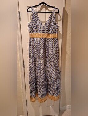 j crew ruffle deep v neck beach dress NWT J. Crew Ruffle Deep V-Neck Beach Linen Blend Maxi Dress White Blue Sz XS w4